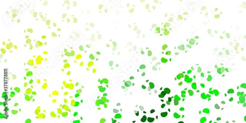 Light green, yellow vector pattern with abstract shapes. © Guskova