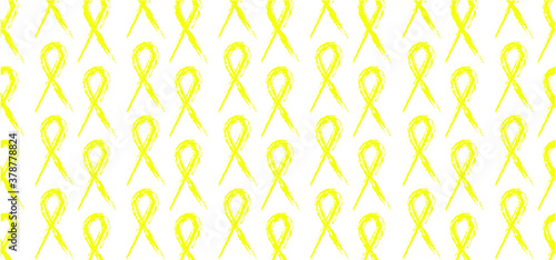 Hope awareness yellow or gold ribbon icon doodles World childhood cancer month, medical symbol in September. child, children symbol of suicide prevention, or endometriosis Sarcoma, bone cancer ribbons