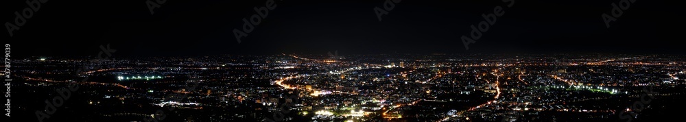 Night cityscape panorama at Chiang Mai, Thailand
