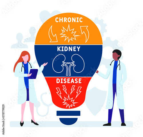 Flat design with people. CKD - Chronic Kidney Disease  acronym, medical concept. Vector illustration for website banner, marketing materials, business presentation, online advertising