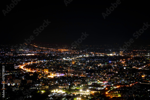 Night cityscape panorama at Chiang Mai, Thailand © Sai