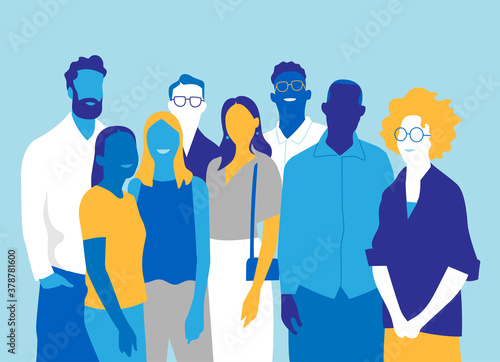 Gruppo di persone, amici, uomini e donne felici