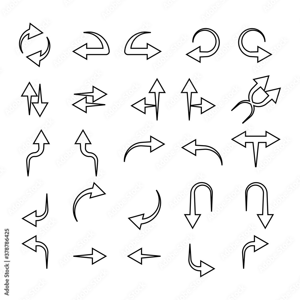 Icon set and symbol arrow line. Design template vector Icon set and symbol arrow line. Design template vector