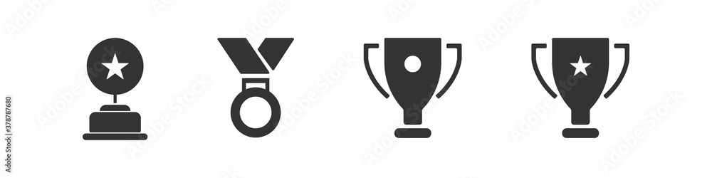 Vector black trophy and awards icons set Vector black trophy and awards icons set