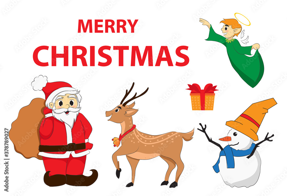 santa claus and reindeer cute illustration santa claus and reindeer cute illustration