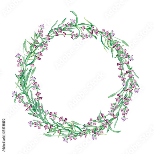 Watercolor floral lavender composition wreath