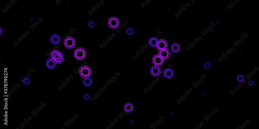 Dark purple vector template with flu signs. Dark purple vector template with flu signs.