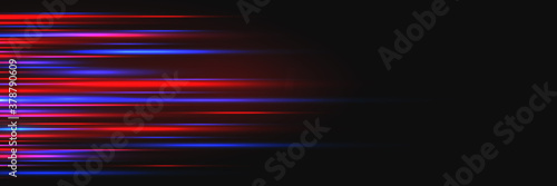 Glare and glow speed on dark horizontal background
