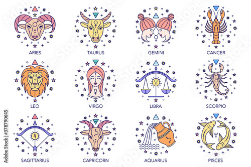 Collection of zodiac signs photo