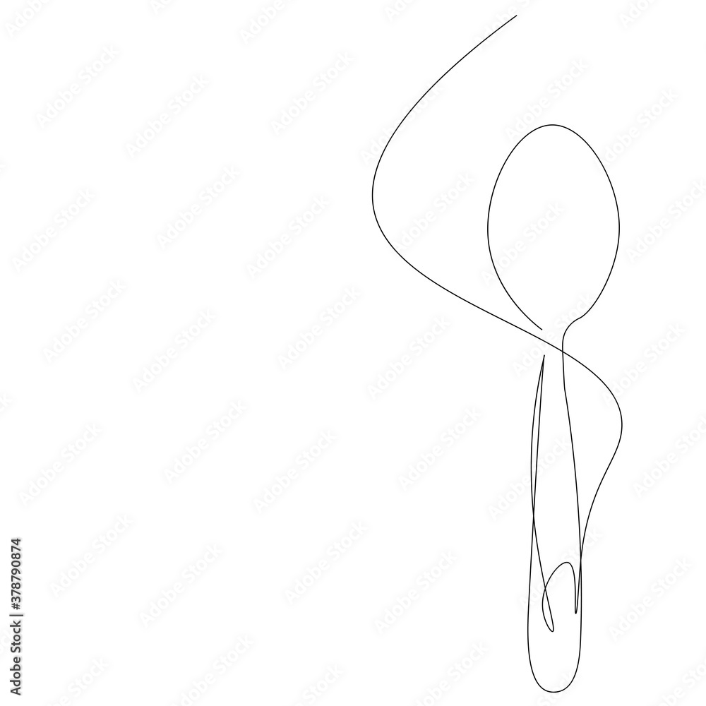 Spoon on white background. Line drawing. Vector illustration