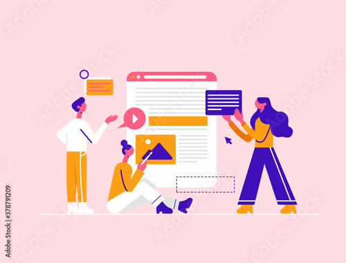 Social media concept. Modern vector minimalistic illustration. Website development.