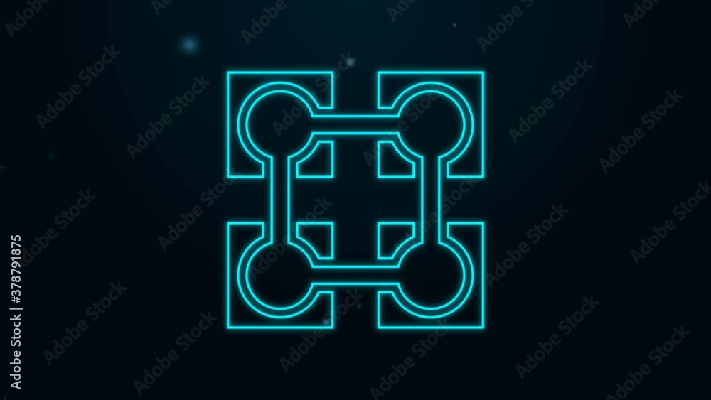 Glowing neon line Blockchain technology icon isolated on black background. Cryptocurrency data. Abstract geometric block chain network technology business. 4K Video motion graphic animation. Glowing neon line Blockchain technology icon isolated on black background. Cryptocurrency data. Abstract geometric block chain network technology business. 4K Video motion graphic animation.