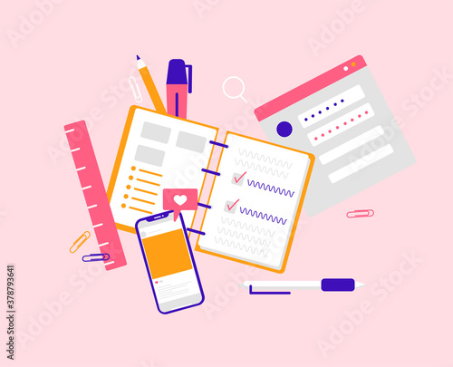 Social media concept. Modern vector minimalistic illustration. Blogging.