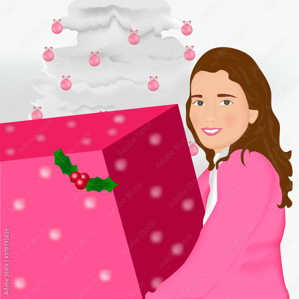 Portrait of a woman holding Christmas presents Portrait of a woman holding Christmas presents