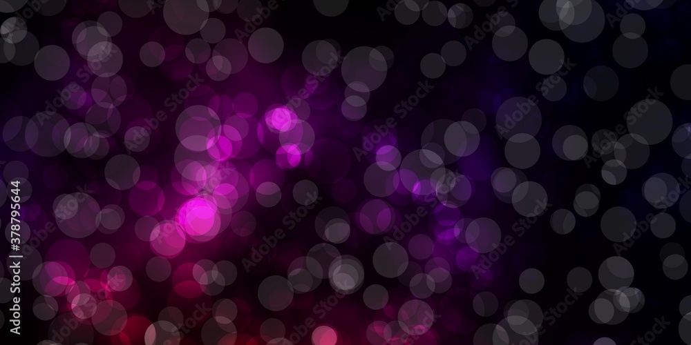 Dark Pink, Red vector template with circles. Abstract colorful disks on simple gradient background. Pattern for wallpapers, curtains.