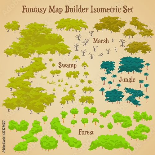 Map builder illusrations for fantasy and medieval cartography and adventure games