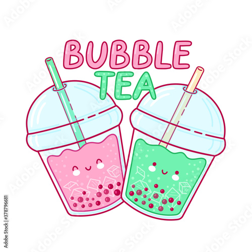 Cute happy funny bubble tea cup