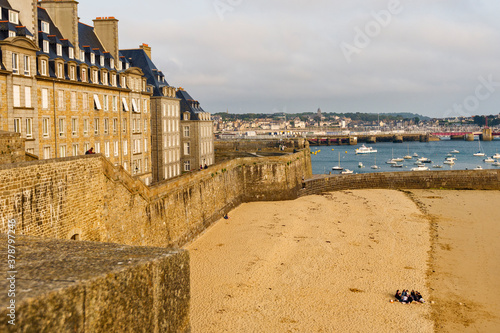 alignment of building facades seen from the ramparts in Saint Malo, Brittany, France © hectorchristiaen
