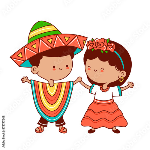 Kids in traditional mexican costume