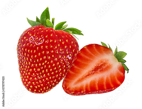 Fresh strawberry isolated on white background with clipping path