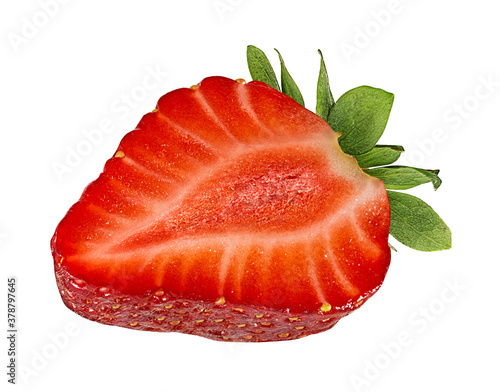 Fresh half strawberry isolated on white background with clipping path