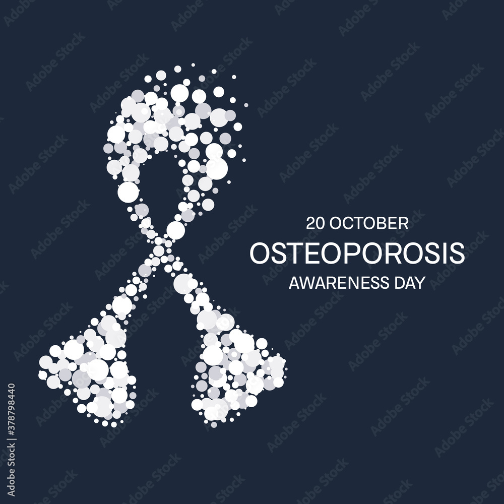World osteoporosis awareness poster. White ribbon made of circles