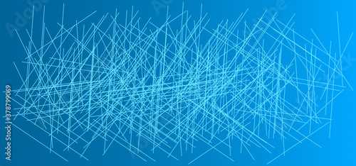 Blue background with scattered white abstract lines. the stripes background is chaotic