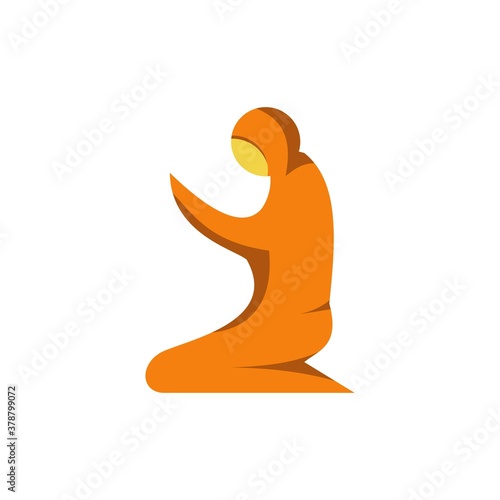 Muslim women prayer flat icon. Ramadan kareem