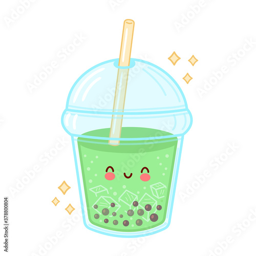 Cute happy funny bubble tea cup