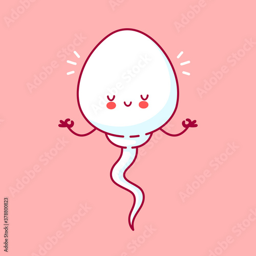 Cute happy funny sperm cell meditate