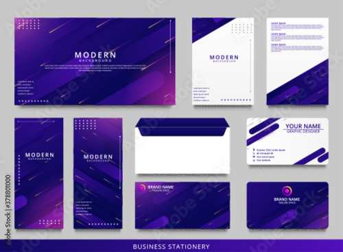Blue geometric corporate identity design template
