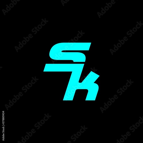 Outstanding professional elegant trendy awesome artistic blue and black colors SK initial based Alphabet icon logo. © faaza