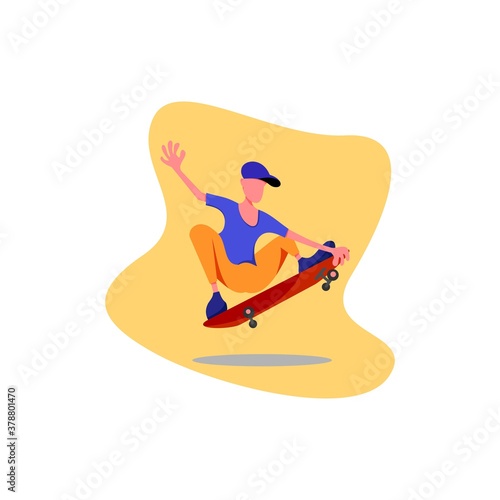 characters skateboarding style skaters jump with board on springboard