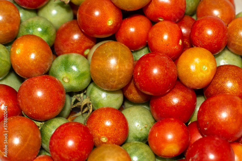 Tomates cherry rojos y verdes