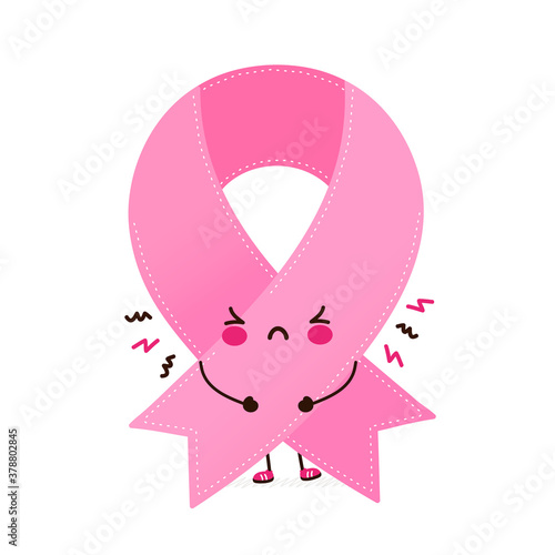 Cute sad cry funny pink ribbon character
