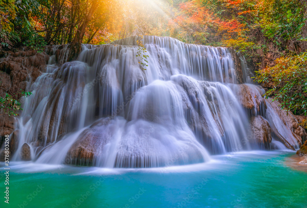 Huai Mae Kamin waterfall (Third Level) Srinakarin Dam in Kanchanaburi, Thailand