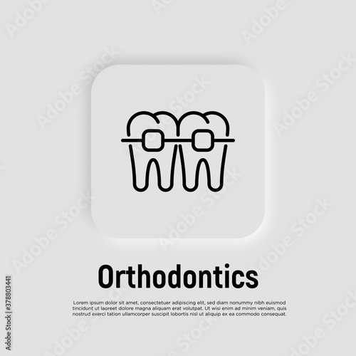 Orthodontics thin line icon. Braces, tooth correction. Dentistry. Vector illustration.