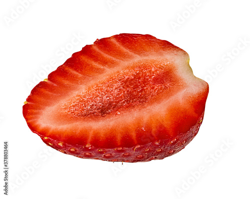 Fresh strawberry halved isolated on white background with clipping path