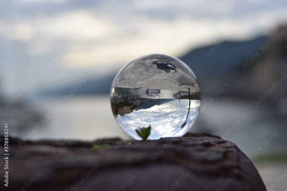 look at the panorama through the eye of the lens ball look at the panorama through the eye of the lens ball