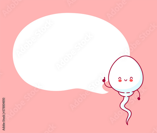 Cute happy funny sperm cell with speech bubble