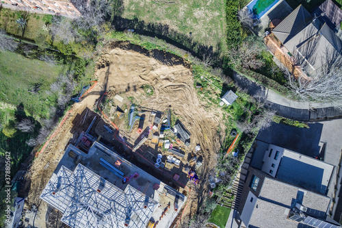 overhead view of a building construction zone photo