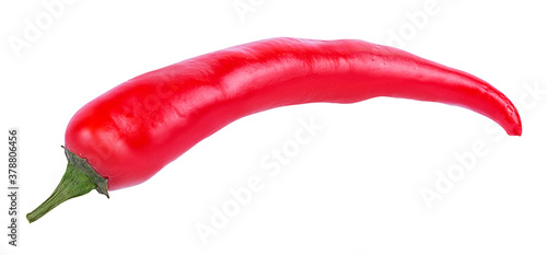 Fresh hot red chili pepper isolated on white background with clipping path