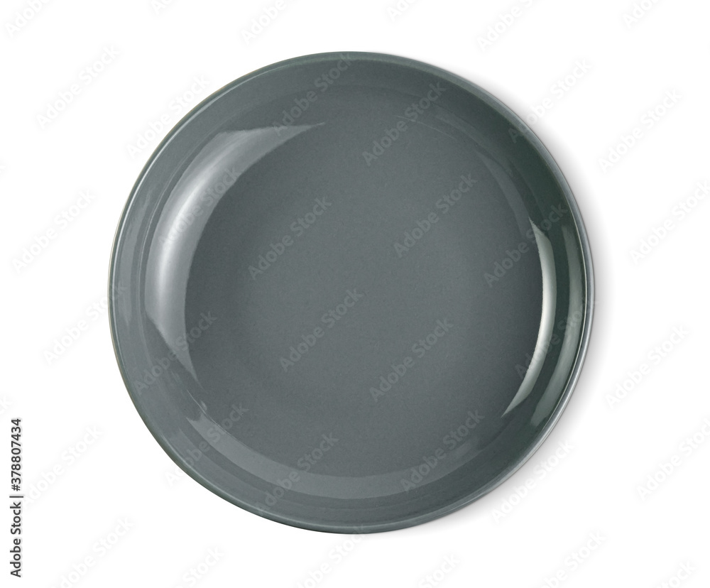 empty gray ceramic plate isolated on white background ,include clipping path empty gray ceramic plate isolated on white background ,include clipping path