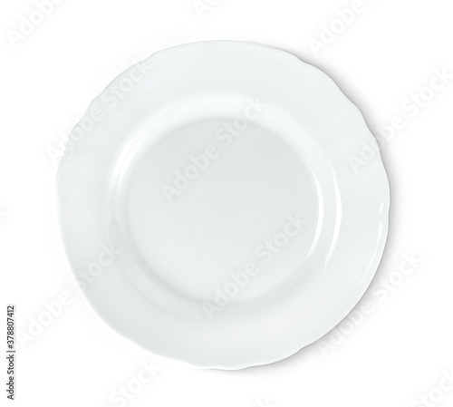 empty white ceramic plate isolated on white background ,include clipping path
