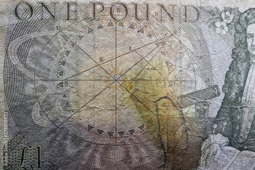 close-up vintage paper money detail on background