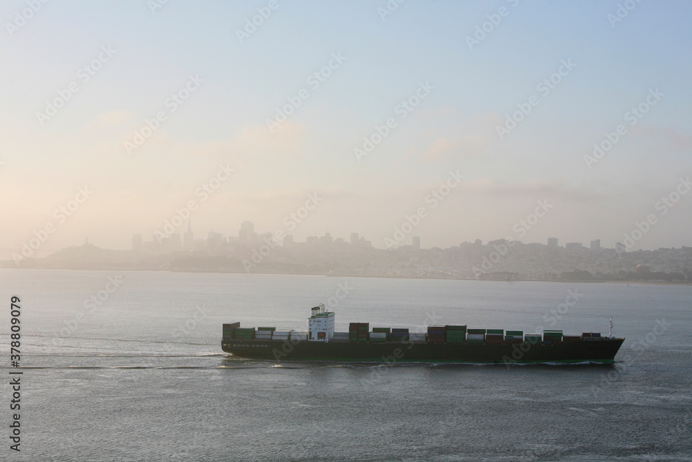 Container ship in the sea, San Francisco, California, USA
