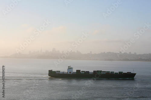 Container ship in the sea, San Francisco, California, USA