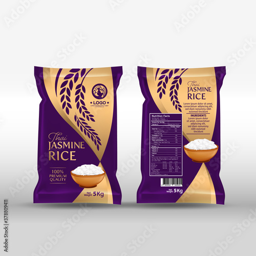 Rice Package Mockup Thailand food Products, vector illustration