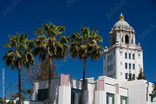 Low angle view of a government building, Beverly Hills Civic Center, Beverly Hills, Los Angeles County, California, USA