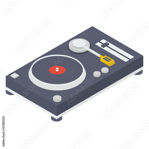 
Retro vinyl, isometric icon of gramophone vector design 

